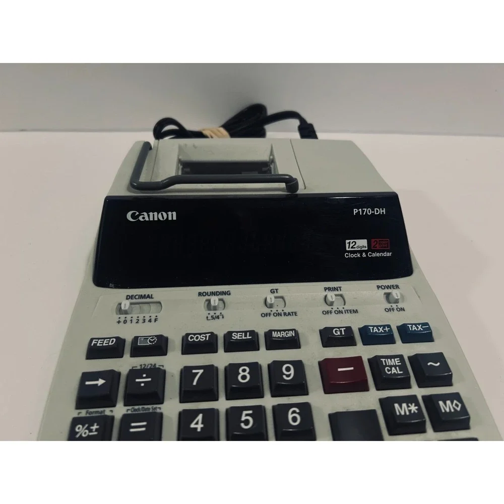 Canon P170-DH Printing Calculator 12 Digit 2-Color Desktop Adding Machine TESTED